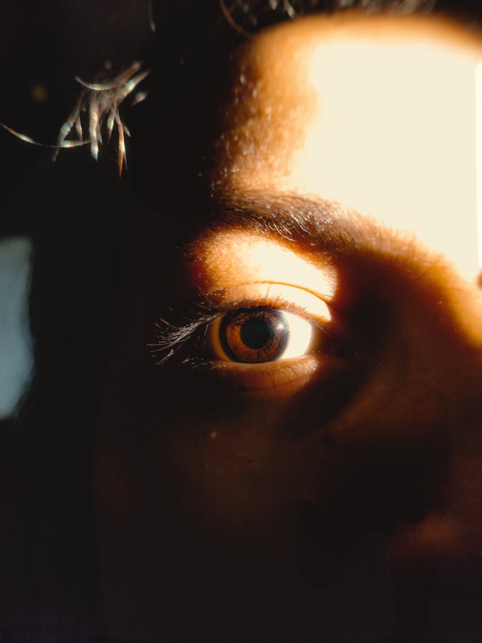 close up of a human eye in dramatic lighting